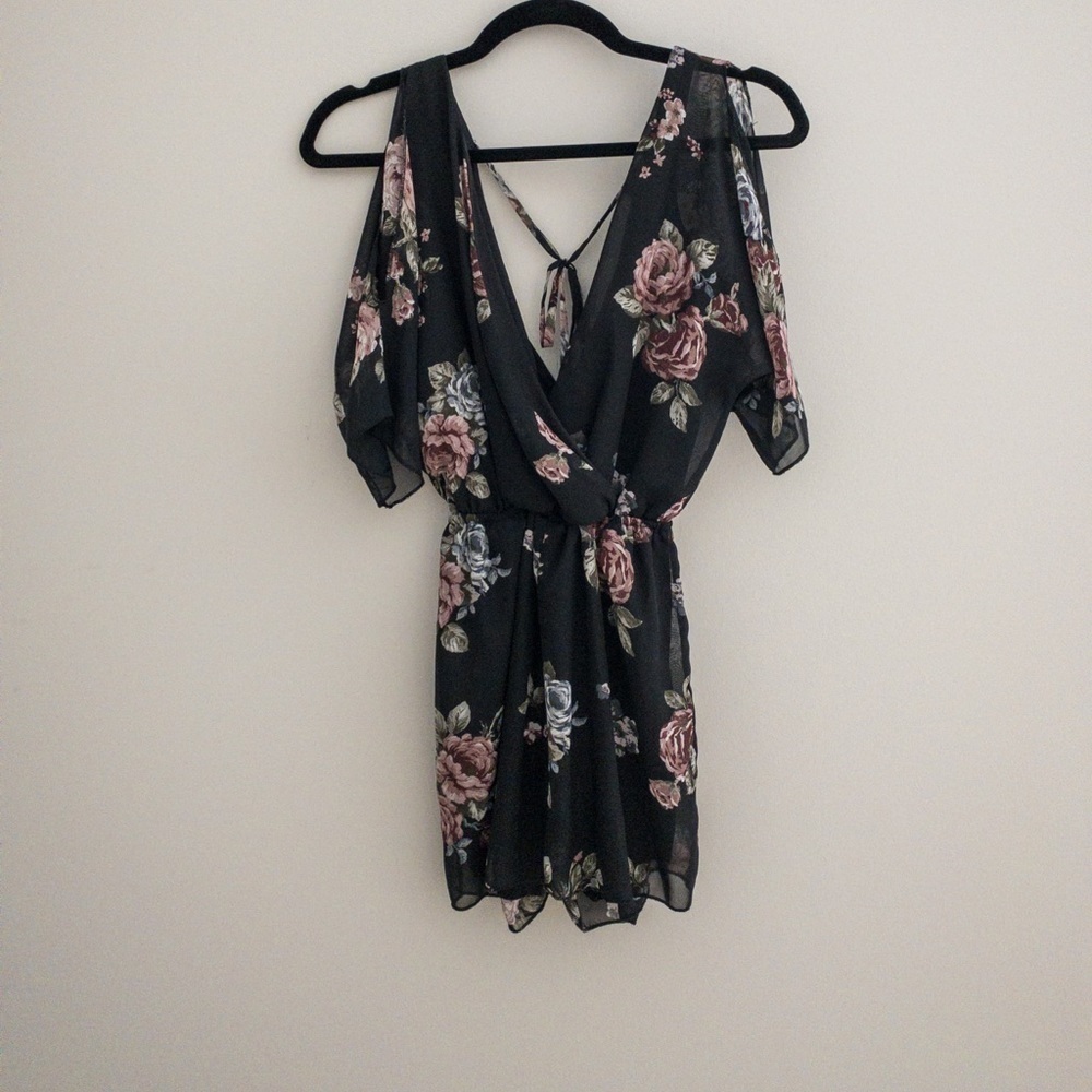 Rue21 Black Floral Jumpsuit